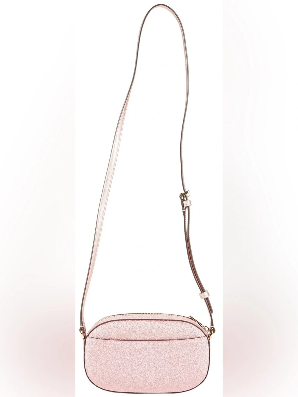 NWT Kate Spade glimmer Glitter oval camera bag Crossbody Mitten Pink